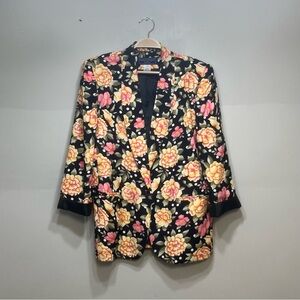 Norton McNaughton Black Blazer with Yellow & Pink Floral Print